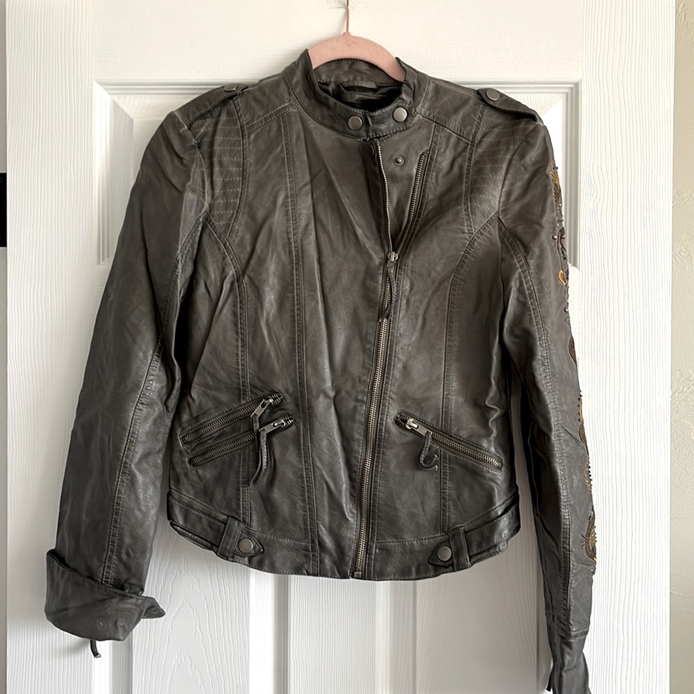 Faux leather moto jacket